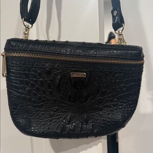 Brahmin Black Embossed Belt Bag